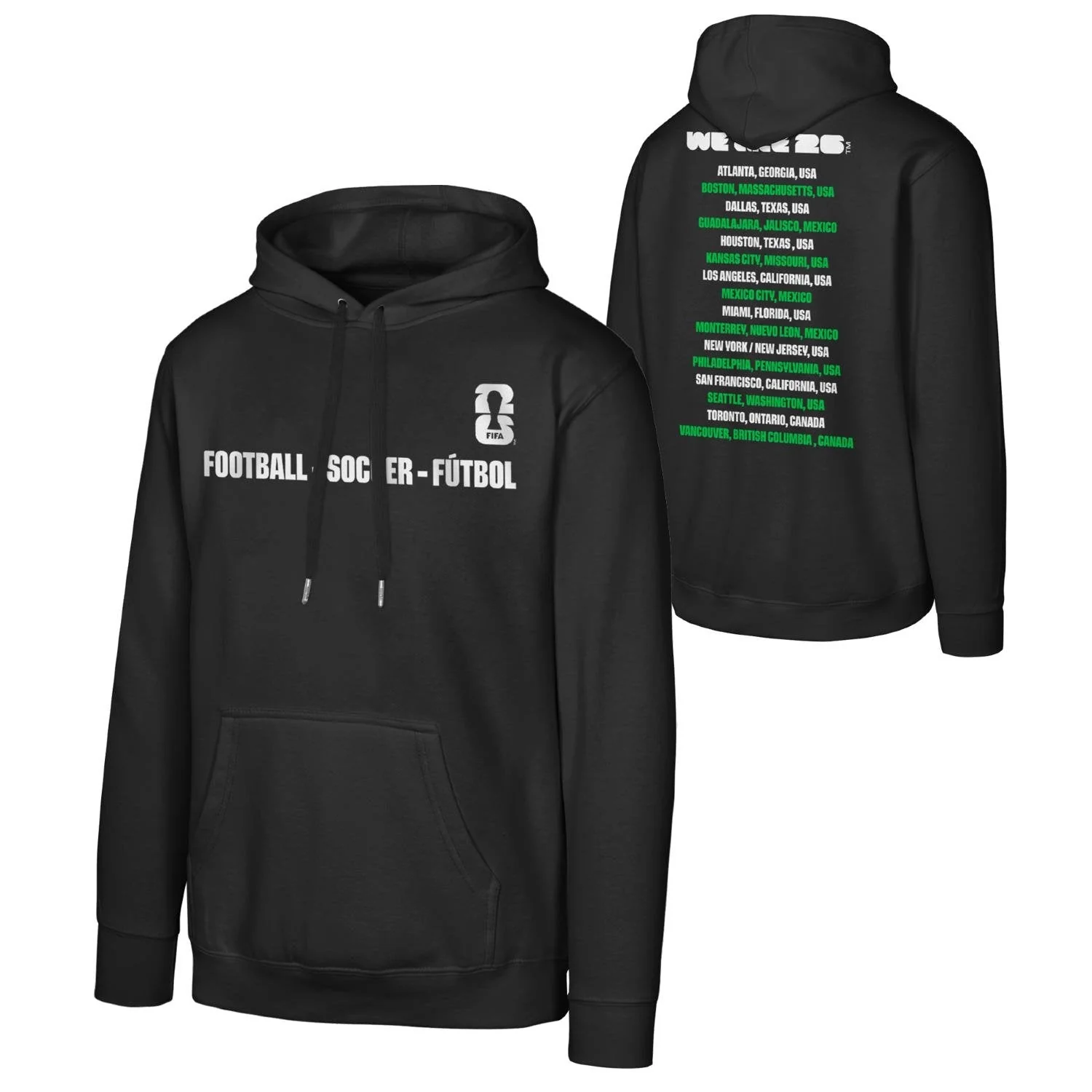 FIFA World Cup 2026™ Host Cities Futbol Black Hoodie - Unisex - Image 3