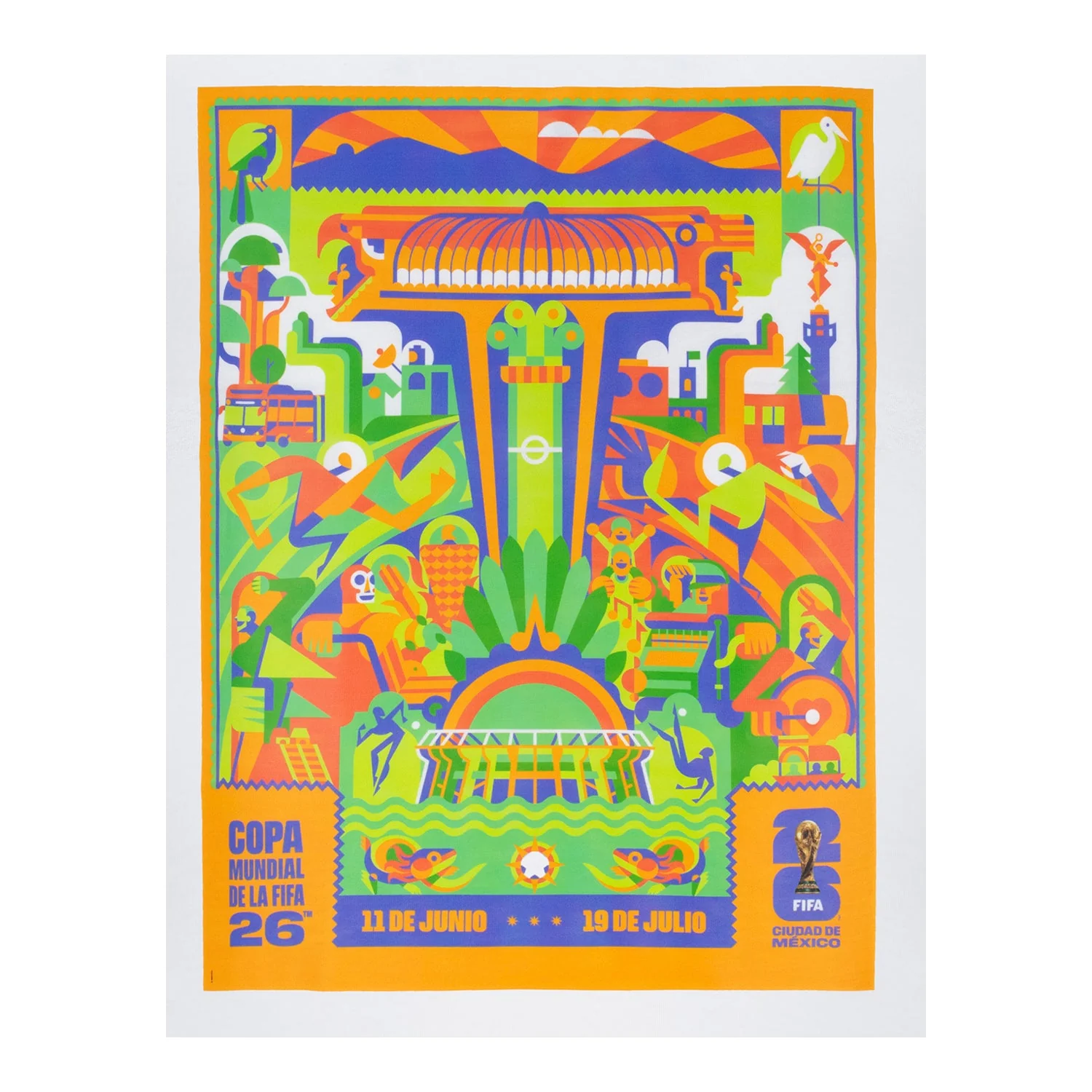 FIFA World Cup 2026™ Mexico City Poster White T-Shirt - Unisex - Image 4