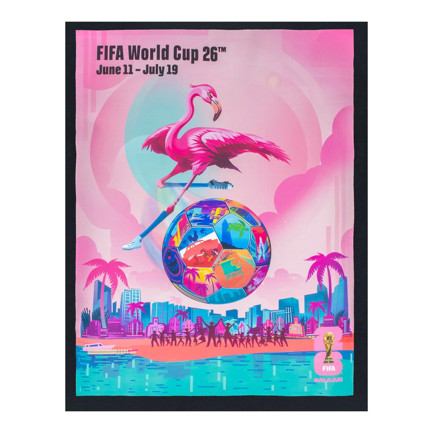 FIFA World Cup 2026™ Miami Poster Black T-Shirt - Unisex - Image 4