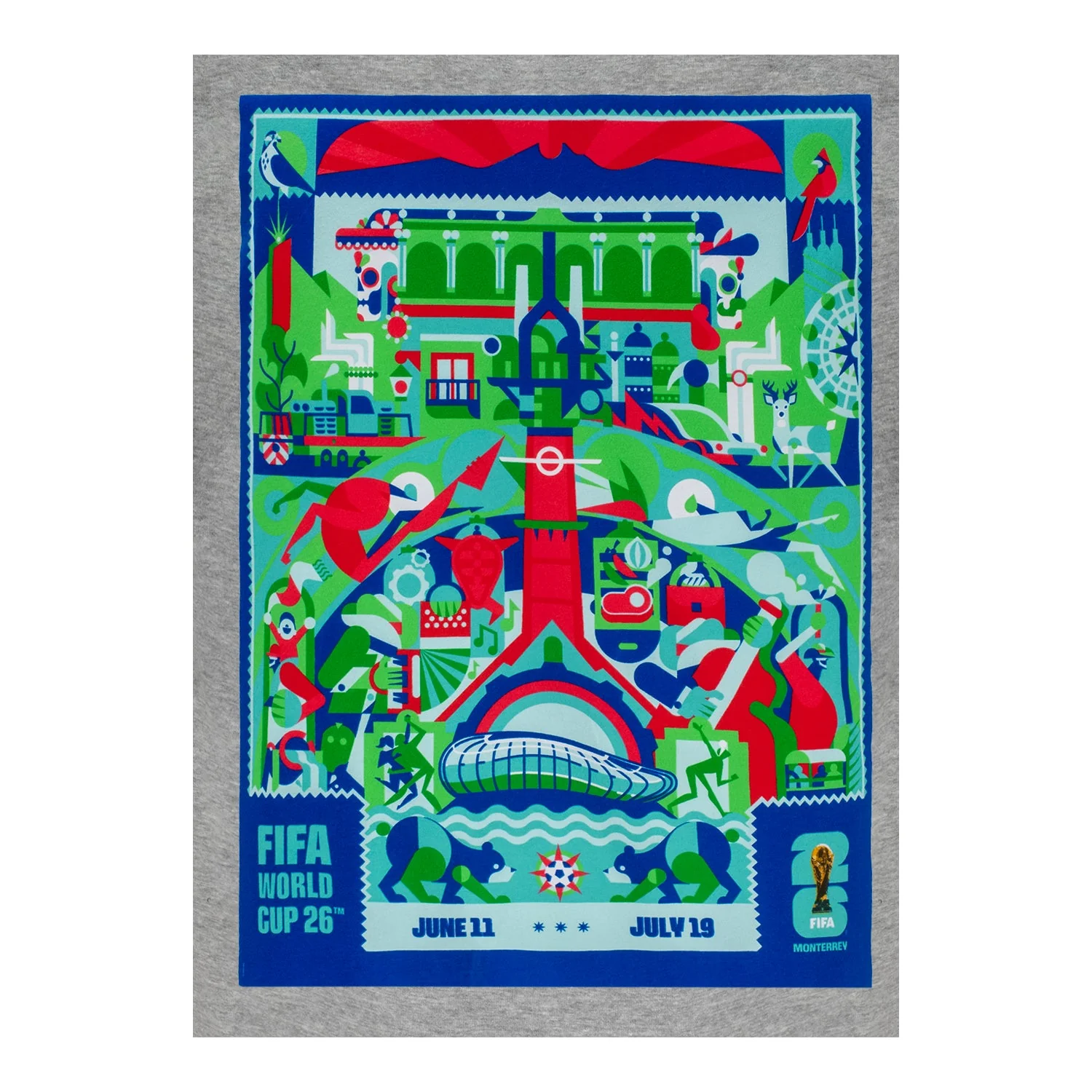 FIFA World Cup 2026™ Monterrey Poster Grey T-Shirt [ESP] - Unisex - Image 4