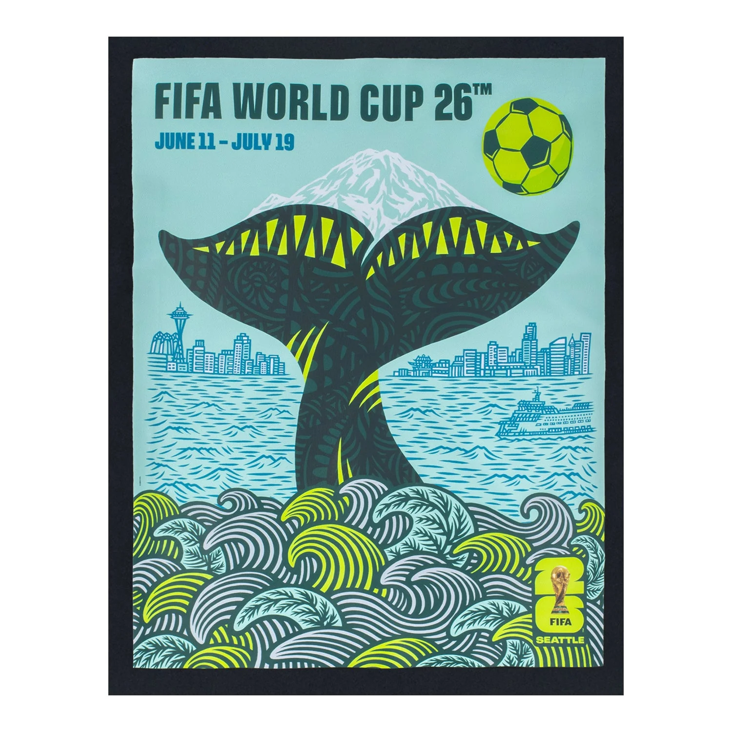 FIFA World Cup 2026™ Seattle Poster Black T-Shirt - Unisex - Image 4